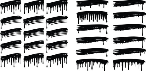 Set of black brush stroke  bundle design