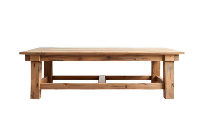 Rustic Wooden Coffee Table, isolated on white background