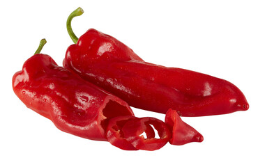Fresh red pepper cut out isolated transparent background