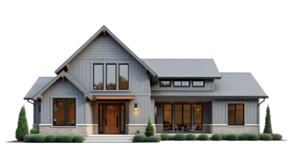 Modern Farmhouse Exterior, isolated on white background