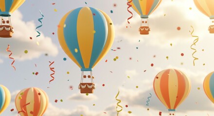 Naklejka premium Colorful hot air balloons celebration
