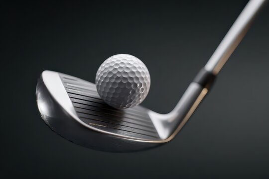 Closeup view of a golf club striking a golf ball on a practice range during sunny conditions in the late afternoon - Powered by Adobe
