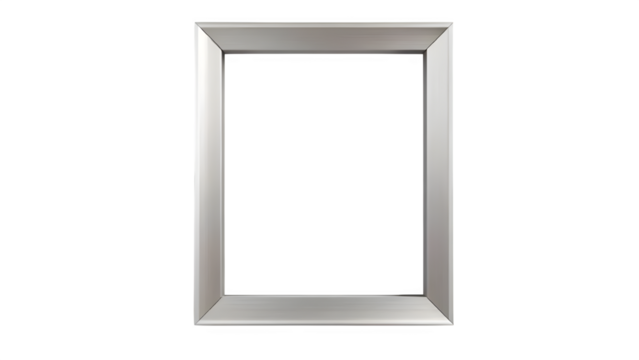 Empty silver frame, isolated on white background
