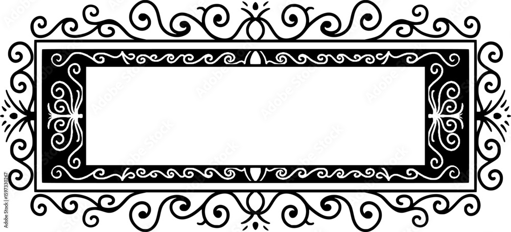 Aufkleber featuring a long luxury frame design with an empty space in the middle and ornamented with carved ca