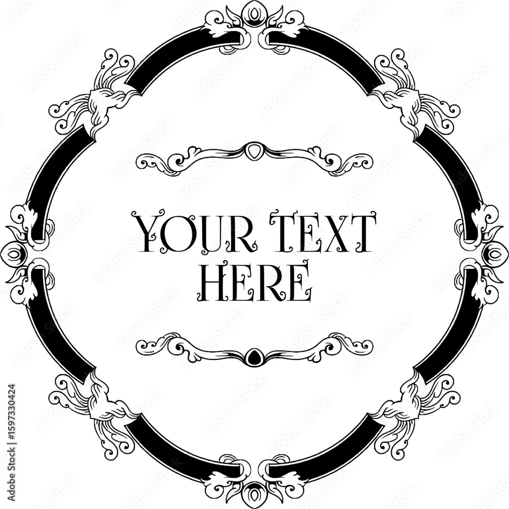 Fototapete featuring a vintage style frame ornament with the text 