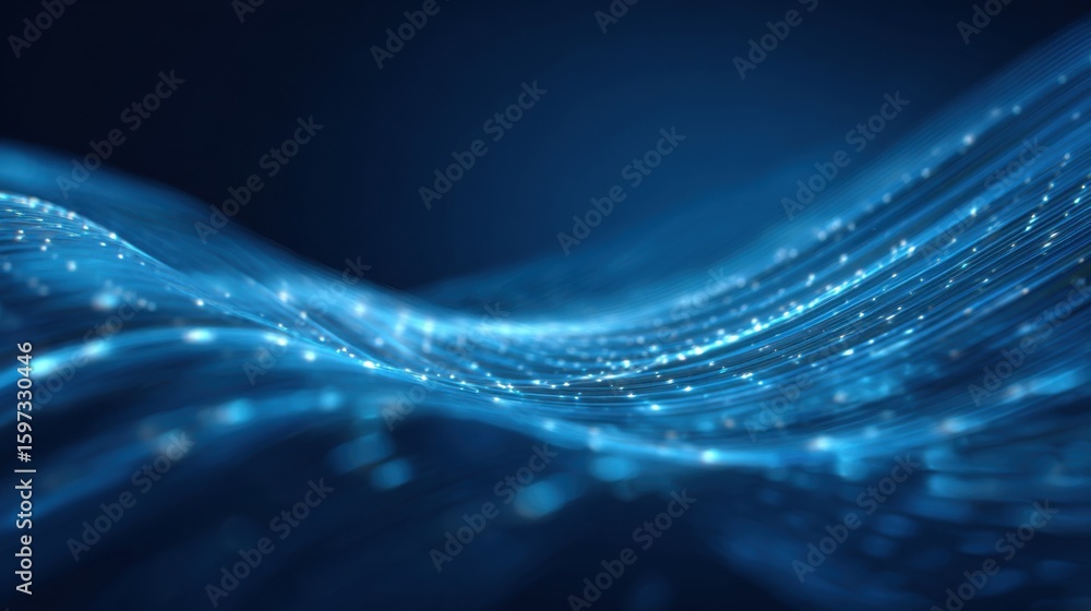 Aufkleber luminous blue waves undulate gracefully, creating an ethereal atmosphere filled with sparkling effec
