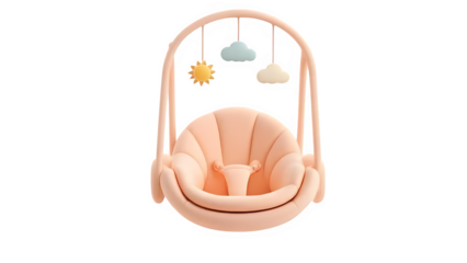 Baby bouncer seat with hanging toys 3d rendered, isolated on white background