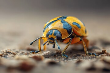 Colorful ladybug exploring its environment on a sunny day