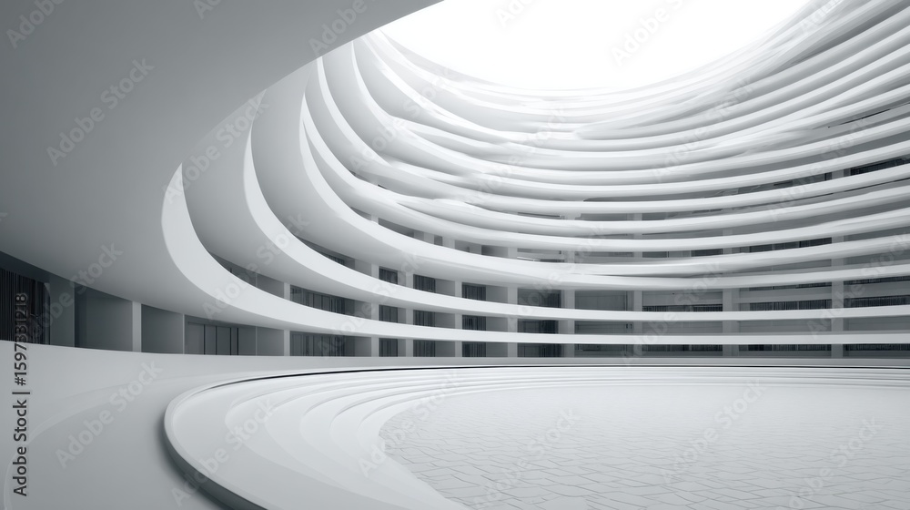 Poster soft white curves and smooth surfaces create a serene atmosphere in this contemporary architectural 