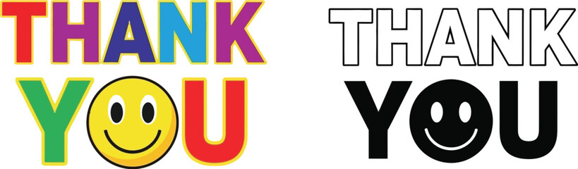 Fototapeta premium Thank you images clip art vector graphic design with smiley face for appreciation and gratitude cards