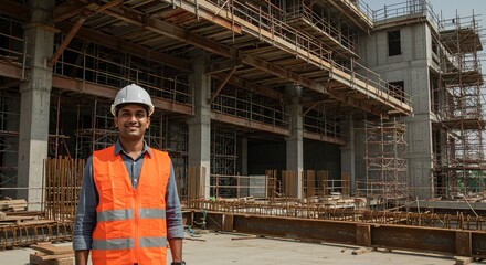 Construction worker outdoors building site