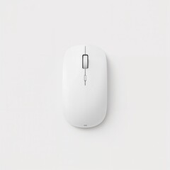 Modern white wireless computer mouse isolated on white background, ergonomic sleek design perfect for tech branding, ecommerce, and UI mockup use

