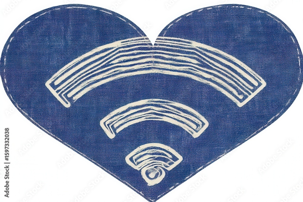 Poster heartfelt representation of digital connection symbolized by a unique heart shape formed from denim 