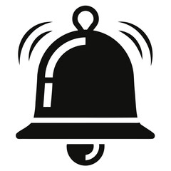 black vector Ringing bell silhouette with sound waves emphasizes notification and alert in a classic design for applications and services