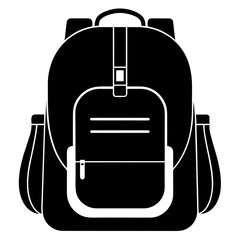 black vector School backpack silhouette design for student, travel, or hiking, showcasing a simplistic and recognizable form against a white background