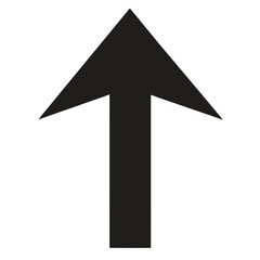 black vector Simple arrow sign pointing upward in silhouette, direction symbol, navigation arrow, way forward, indicates movement or progression upwards