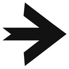 black vector Arrow pointing to the right, direction indication in silhouette, a simple navigation symbol for interface or web design projects
