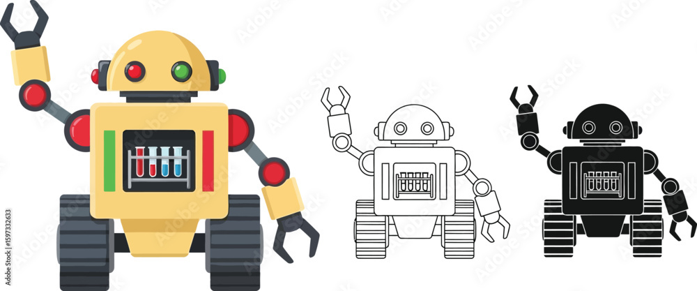 Aufkleber robotics technology illustration vector design of robots for science and engineering education ai fu