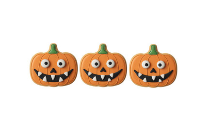 Three Spooky Halloween Pumpkin Cookies in a Row