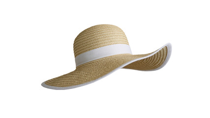 Elegant Beige Sun Hat with White Band - Summer Fashion Accessory