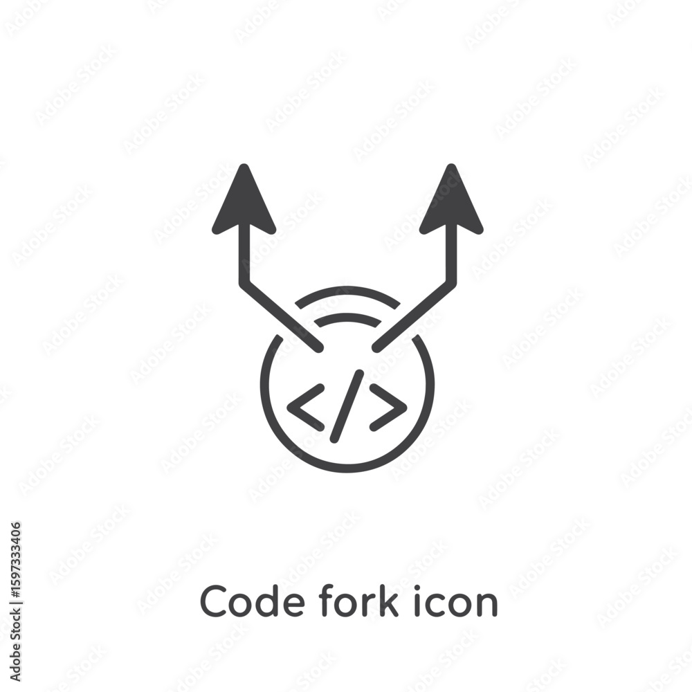 Poster vector art of code fork icon symbolizing branching in software development