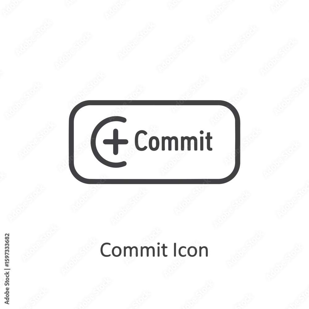 Poster vector art of a button with a plus sign and the word commit