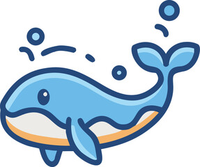 Charming Cartoon Whale: Ocean Life Illustration