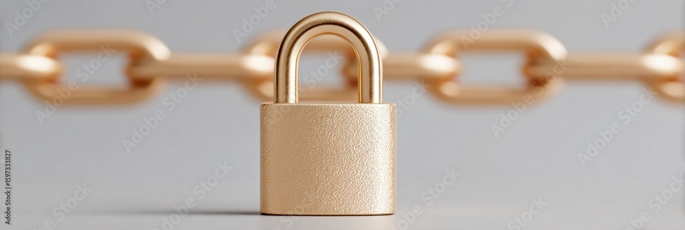 Poster premium cybersecurity padlock icon for crypto regulation and data protection modern blockchain netwo