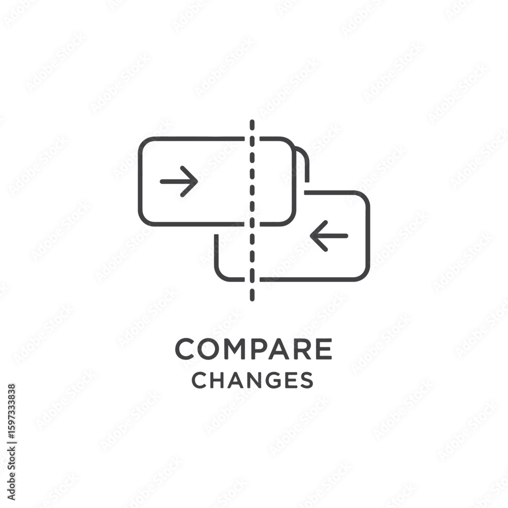 Poster vector art of comparing two documents with arrows indicating changes