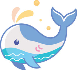 Cute Cartoon Whale Illustration: Ocean Animal Clipart