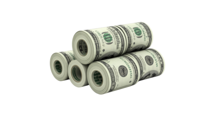 Stack of Rolled One Hundred Dollar Bills