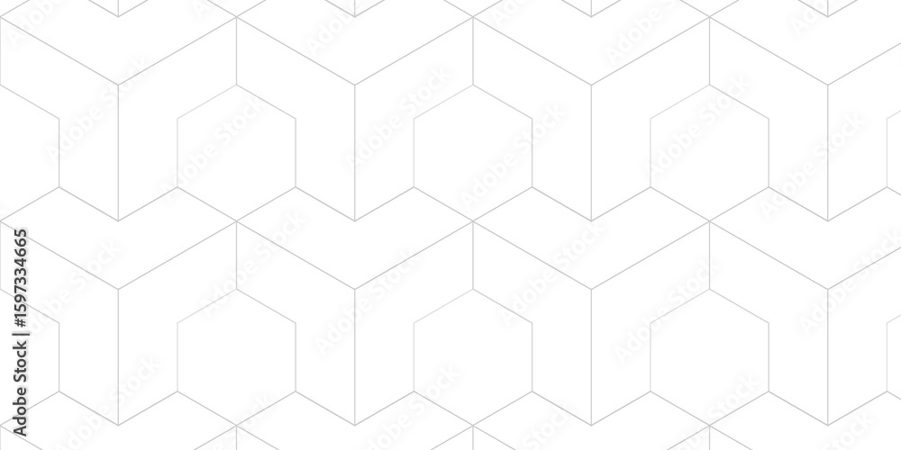 Poster abstract white cube geometric tile and mosaic wall grid technology wallpaper design. white, gray geo