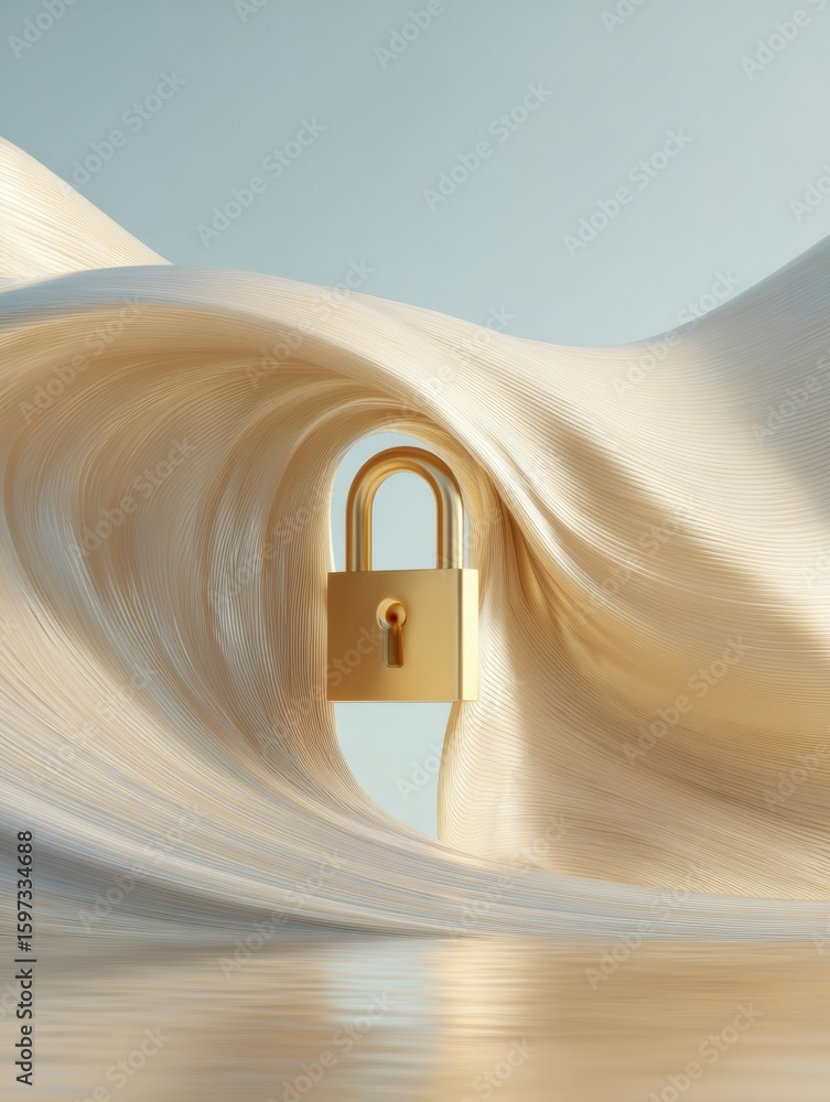 Aufkleber modern quantum bit digital lock concept with swirling data streams for premium cybersecurity protect