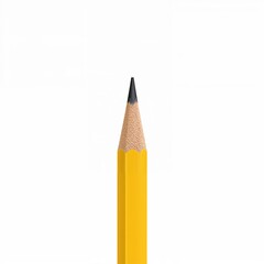 Simple number two yellow pencil isolated upright on blank white background for design resources, product mockups, educational visuals, writing tool promotion or art supply advertising

