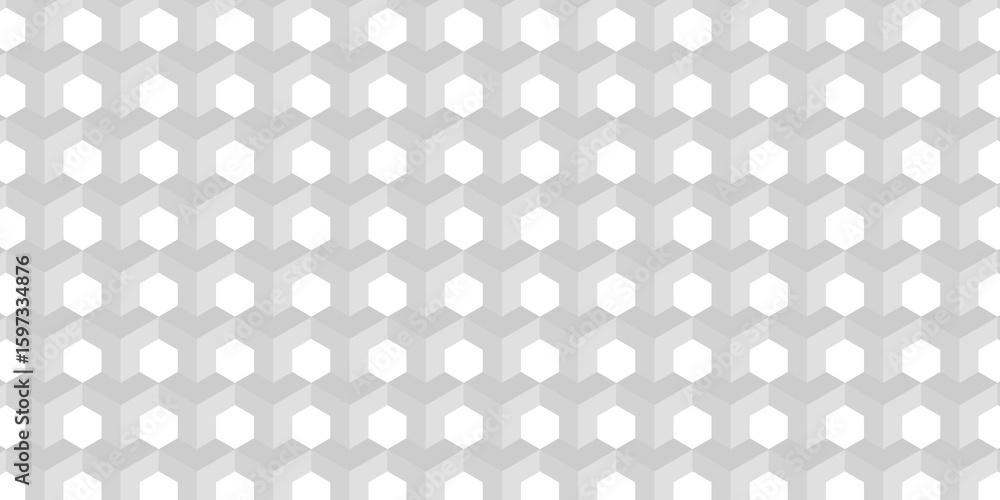 Poster abstract white cube geometric tile and mosaic wall grid technology wallpaper design. white, gray geo