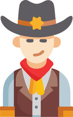 Cowboy Icon: Vector Illustration of a Western Sheriff