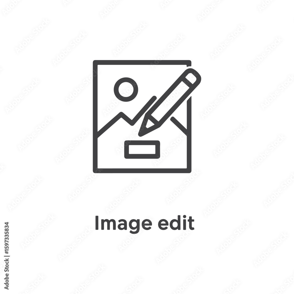 Poster vector art of an icon for image editing with a pencil and picture