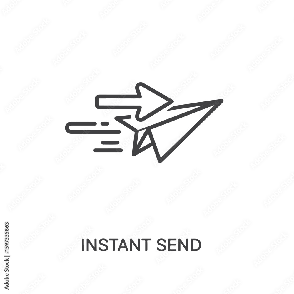 Aufkleber vector art of paper airplane with an arrow indicating instant send