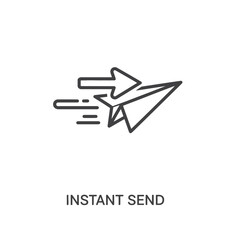 Vector art of paper airplane with an arrow indicating instant send