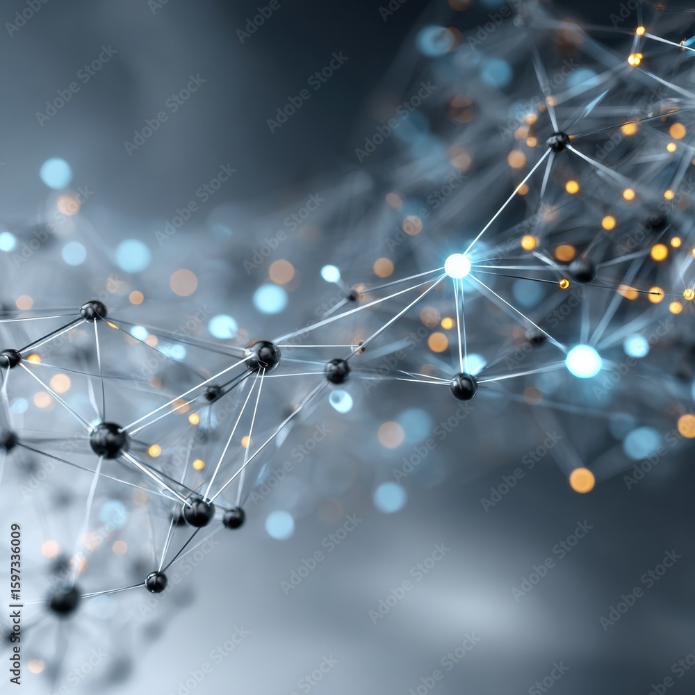Poster modern high-quality digital network mesh for quantum internet and ultra-secure data transfer premium