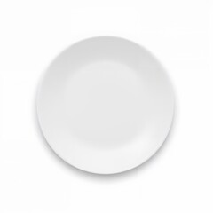 Minimal white ceramic plate isolated on clean white background – top view of empty dinnerware


