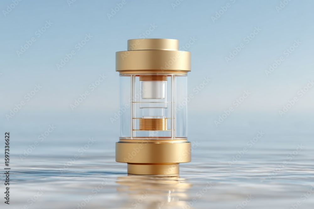 Aufkleber premium modern quantum computing system with gold cryostat in transparent protective casing for high