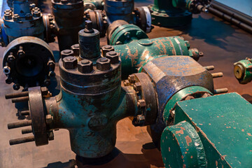 oil and gas pumping equipment. Oil and gas processing plant with pipe line valves