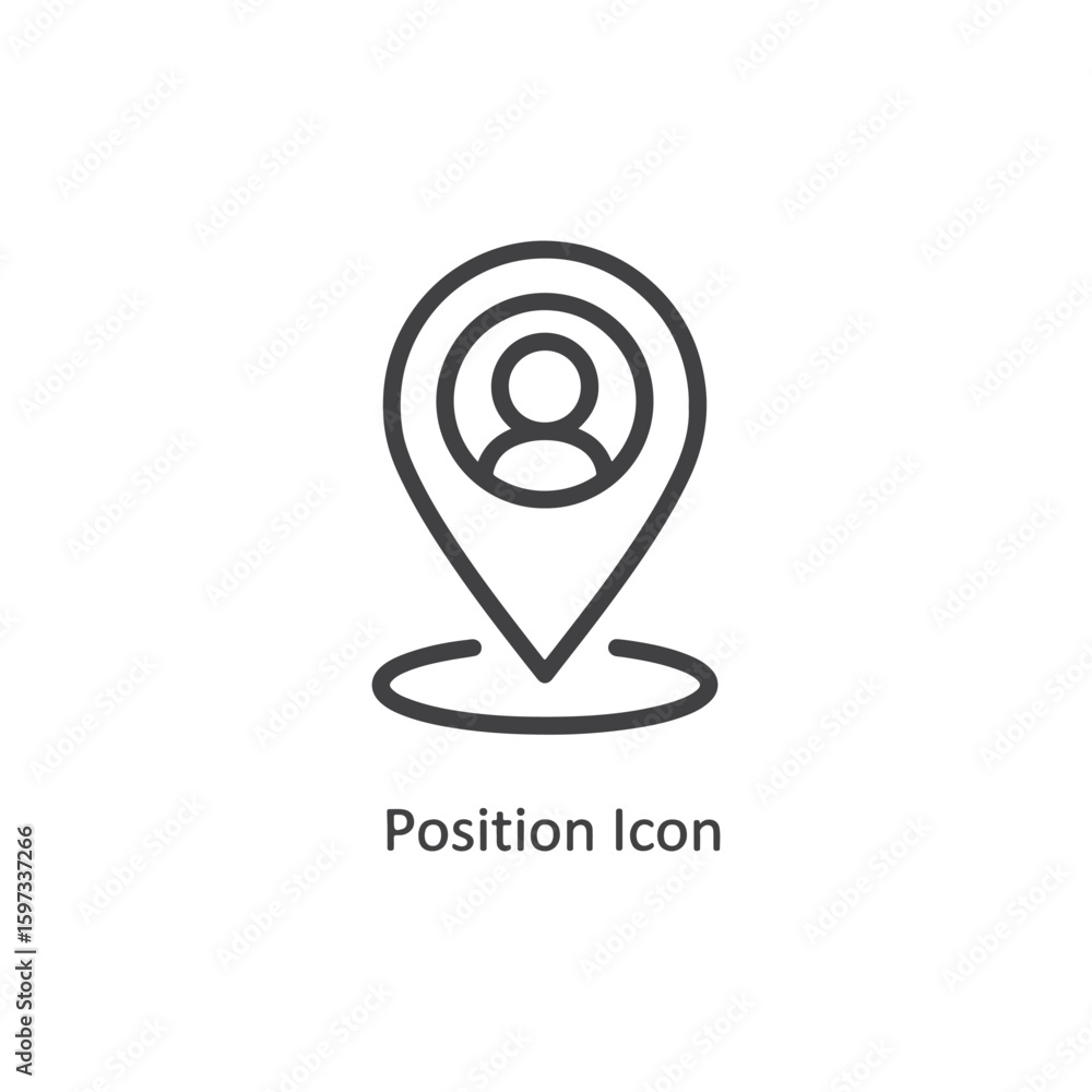 Poster vector art of a location pin icon with a person symbol inside