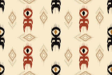 Seamless Tribal Ikat Pattern in Warm Earth Tones – Vector Textile Design