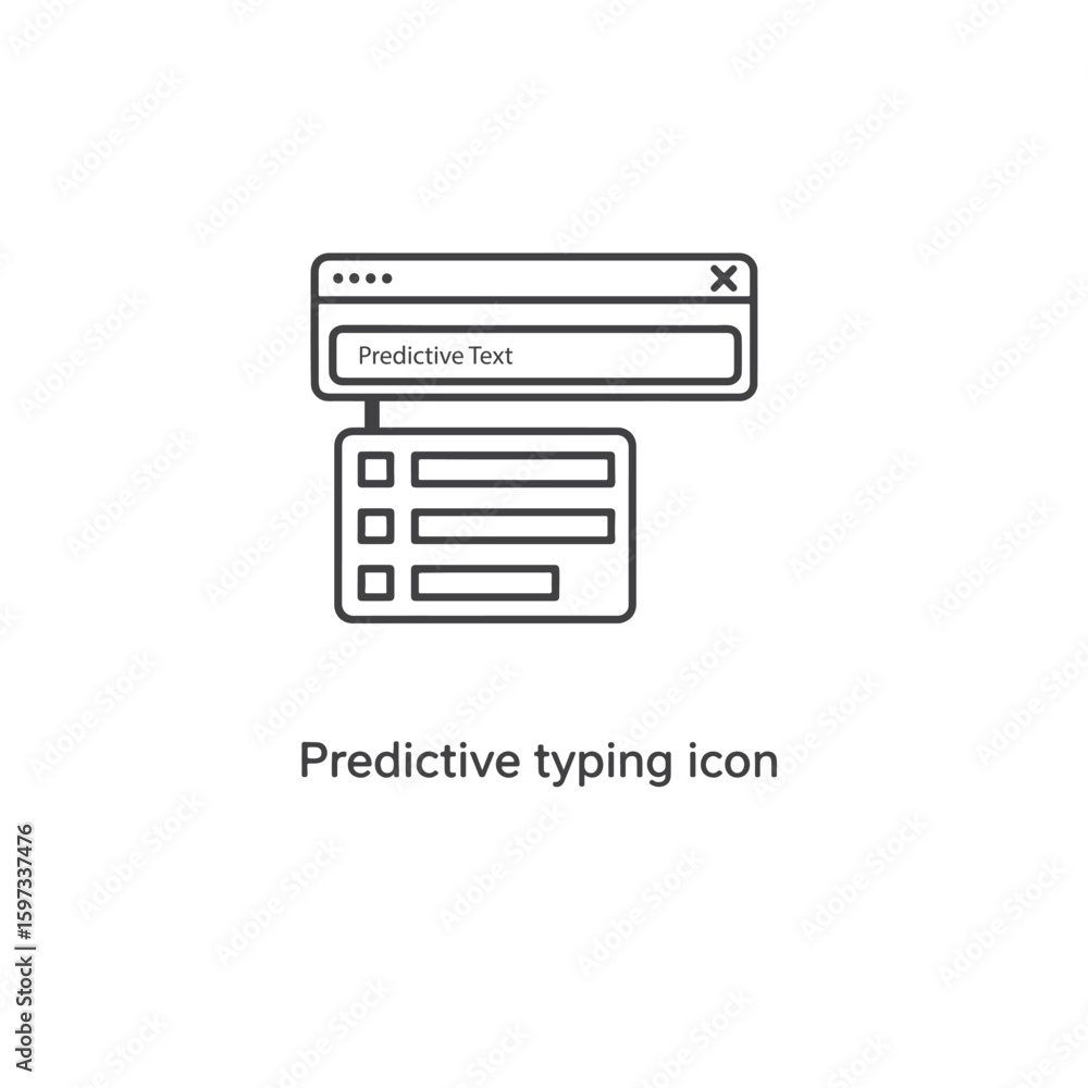 Poster Vector art of predictive typing interface with suggestions and input field