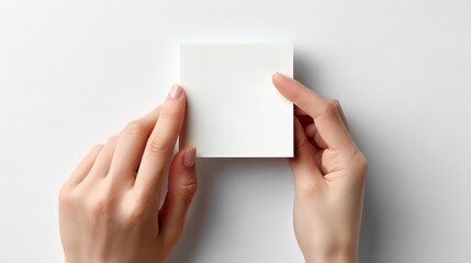 hand holding a white card