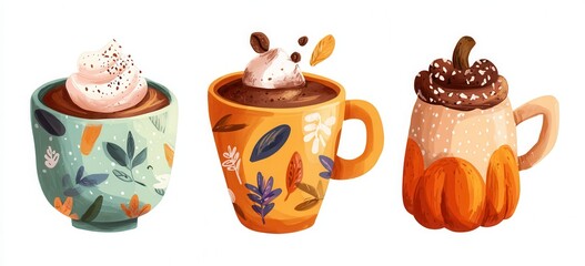 autumn hot drink cute cartoon mug