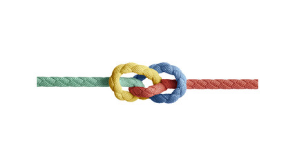 Intertwined Multicolored Ropes Forming a Knot - Symbol of Connection and Teamwork