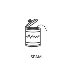 Vector art of an open can of spam with dots emanating from it
